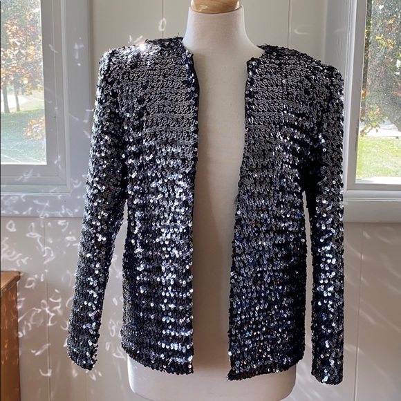 Vintage 80s Metallic Sequin Trophy Jacket M - Picture 4 of 15